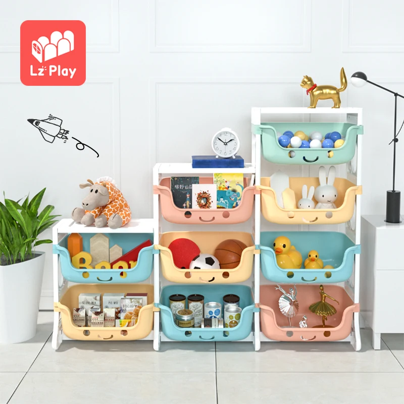 

LZplay 2021 hot sale children cabinet and book plastic toy storage shelf, Colorful/customizable colors