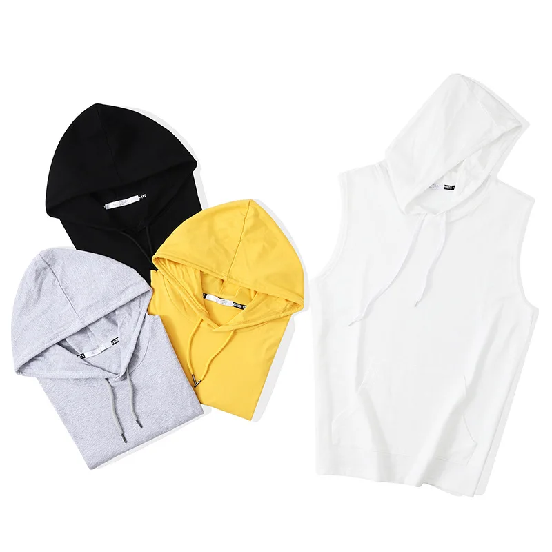 

2021 NEW Brand Clothing Bodybuilding Muscle Guys Tank Top Men Fitness Gym Vest For Men Cotton Slim Fit Sleeveless Hoodie, 4-colors