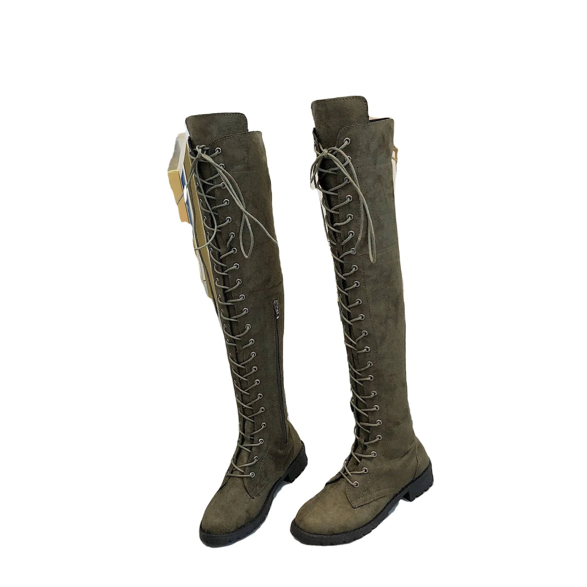 

New Faux Suede Criss-cross Boots Sexy Over The Knee Winter Thigh High Boots Shoes Women Fashion Botas Mujer