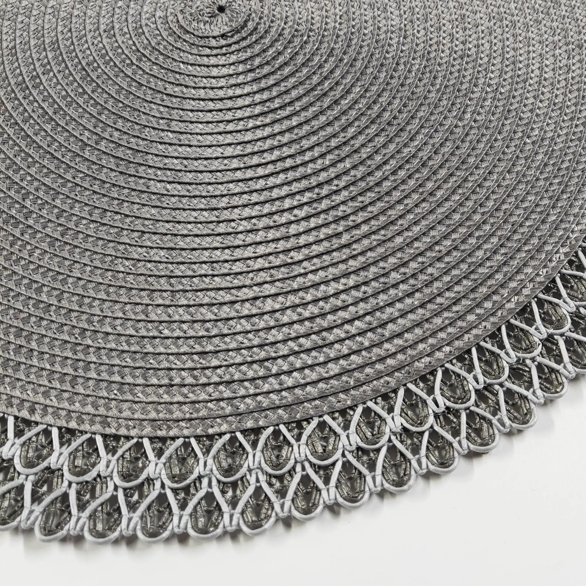 New Design Pp Round Handwoven Antislip Environmental Material Grey