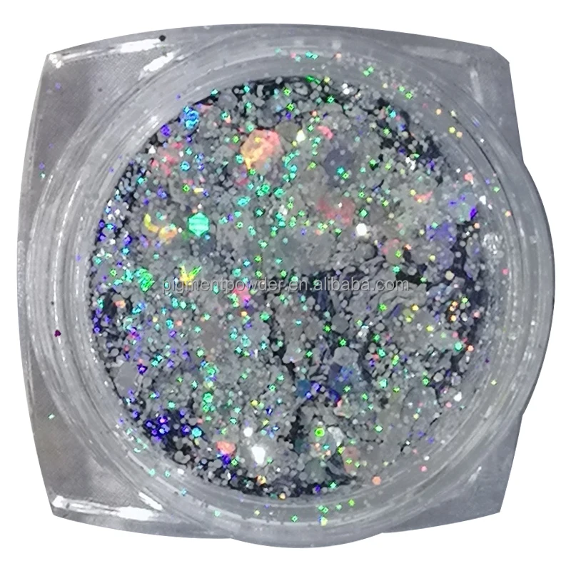 

Glitter Vendors Hexagon Holographic Mix Nail Powder Aluminum Metallic Art Spirit Cosmetic Color Flocking Chrome Pigment