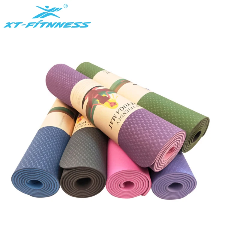 

Factory Supplier double layer anti-slip tpe 6mm portable yoga mat