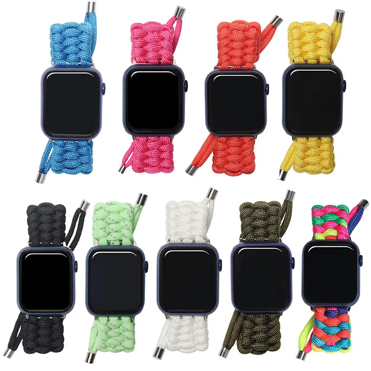 

2021 New Braided Nylon Strap For Apple Watch Band Outdoor Umbrella Cord Braided Strap For iWatch Series Strap Wristband