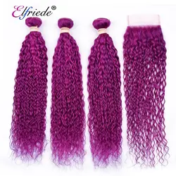 Purple Kinky Curly Hair Weaves with Closure Brazil