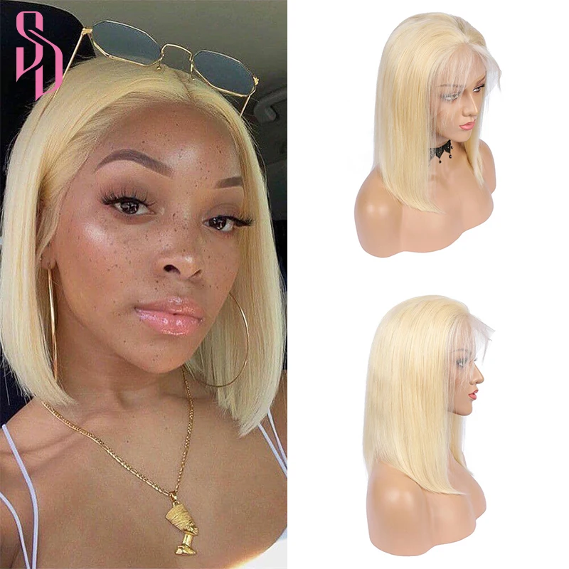 

Blonde Human Hair Wig Bob Virgin Raw Cambodian 613 human hair lace front wigs