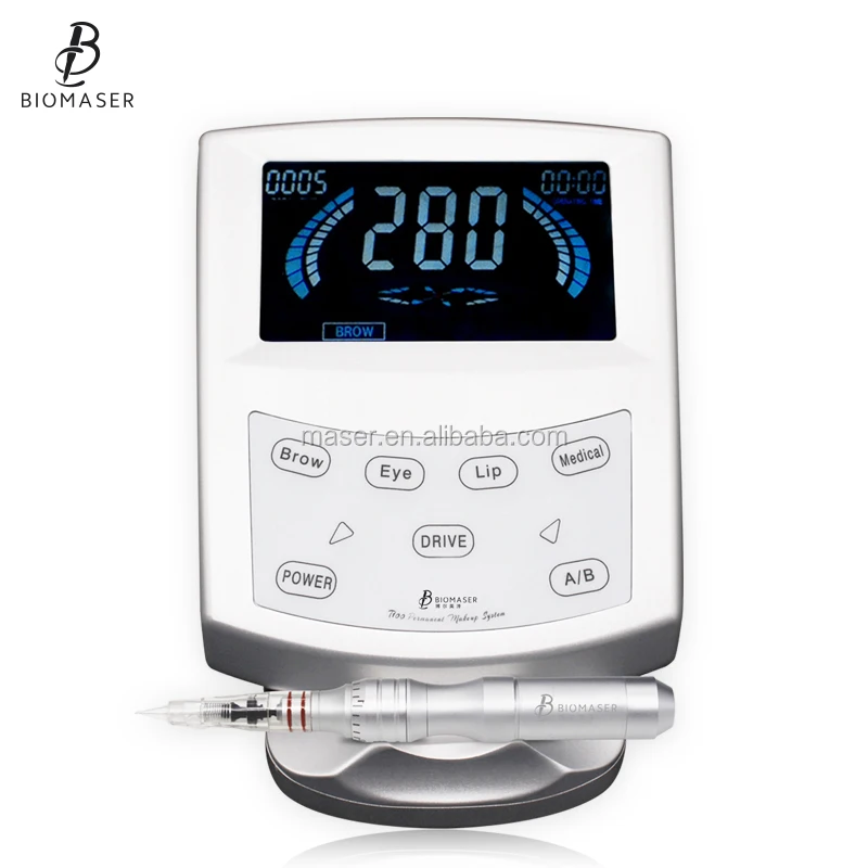

High Quality Biomaser Tattoo Machine Kit Eyebrow Permanent Makeup Machine Type, White, black panel. silver handpiece
