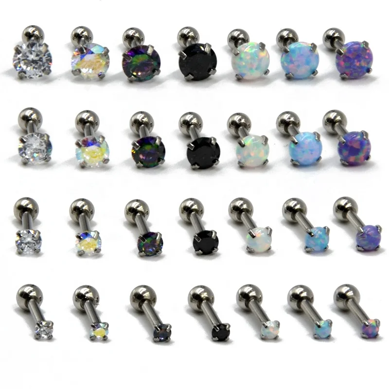 

16G Surgical Steel Earring Ear Tragus Cartilage Earring Star Zircon Opal Ear Studs Ring Body Piercing Jewelry Wholesale, Clear zircon, ab zircon, colorful zircon, black zircon