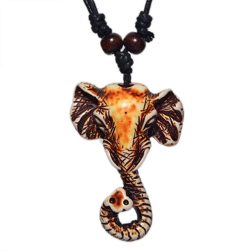 

FX002 Bone pendant necklace men India Elephant head Choker Retro Jewelry Tribal style Imitation Yak Bone necklace Amulet Gift
