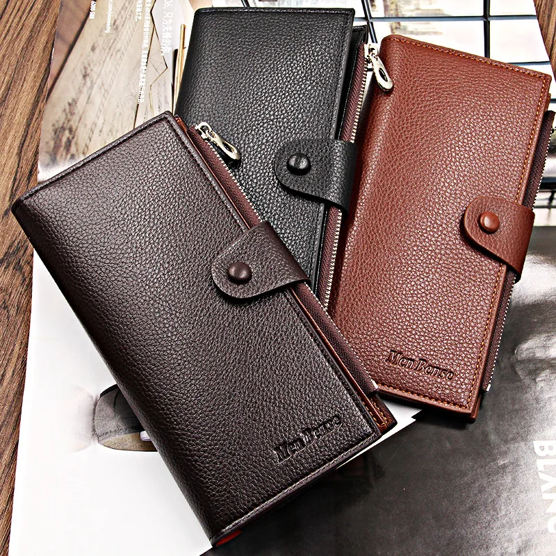 

Manufacturer direct sales men's Long Wallet fashion leisure magnetic buckle multi-functional suit wallet spot