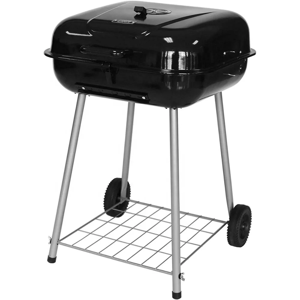 Charcoal Bbq Grill Square Barbecue Smoker With Trolley - Buy Charcoal ...