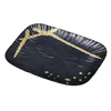 High quality gold design matte black melamine plate rectangle restaurant plate