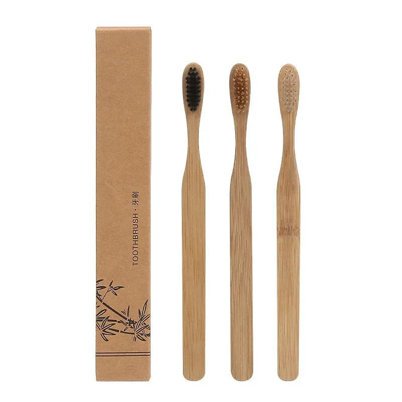 

Natural Biodegradable Organic Hotel Travel Bamboo Toothbrush Set, White,brown,yellow,black,rainbow