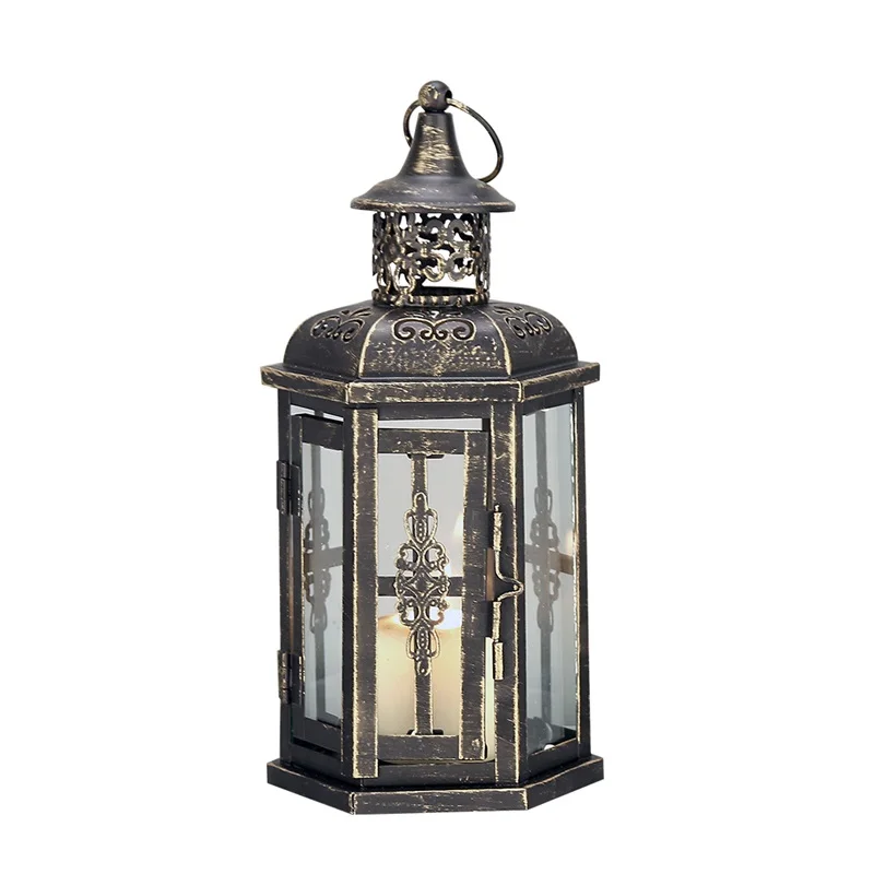 

Ready to Ship US Stocks High Quality Vintage Decorative Candle Lantern Lamps Metal Candle Lantern for Home Decor