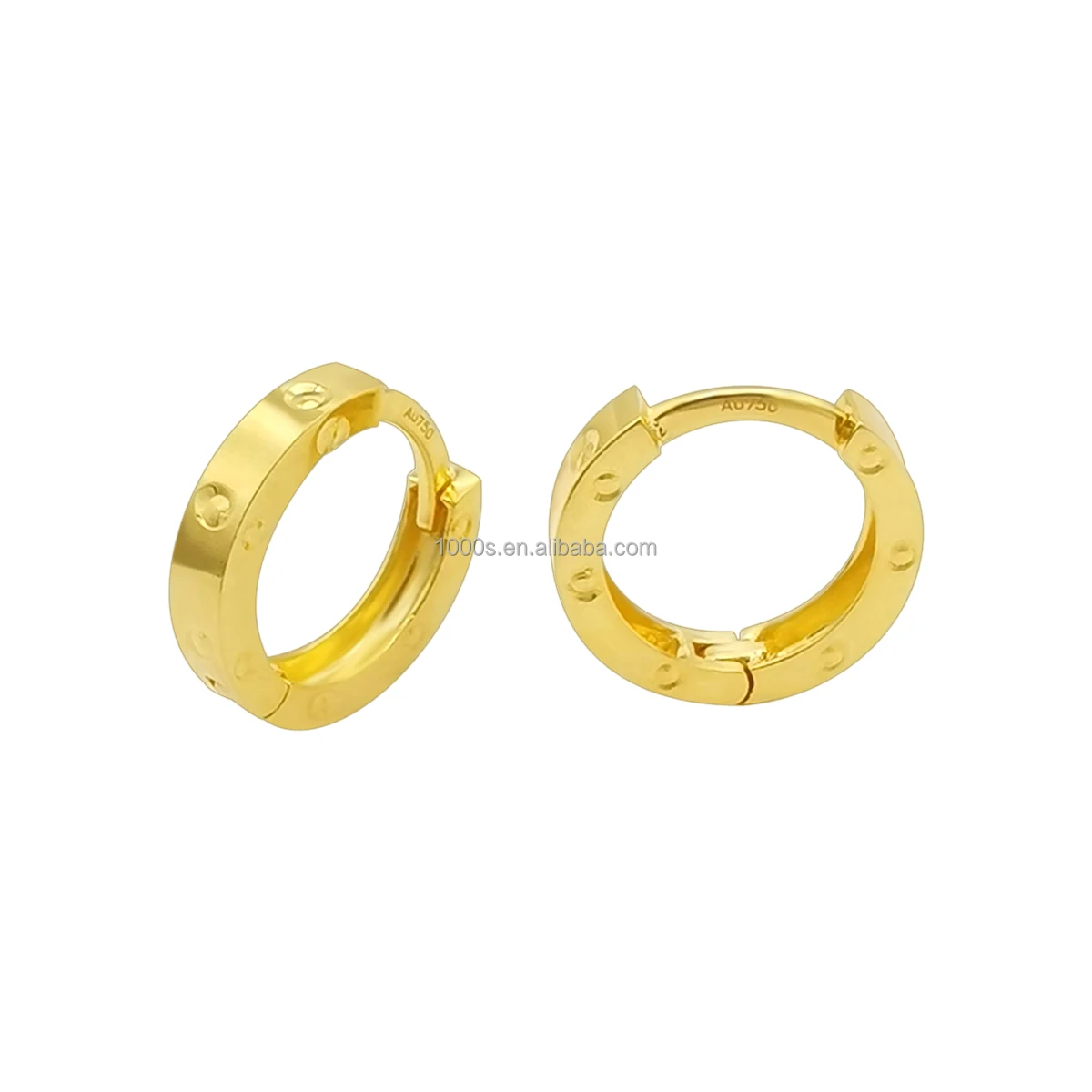 

Trendy Real 18K Gold Huggie Earring 18K Yellow Gold Small Hoop Earring Muti-Size Cuff Earrings Hoops