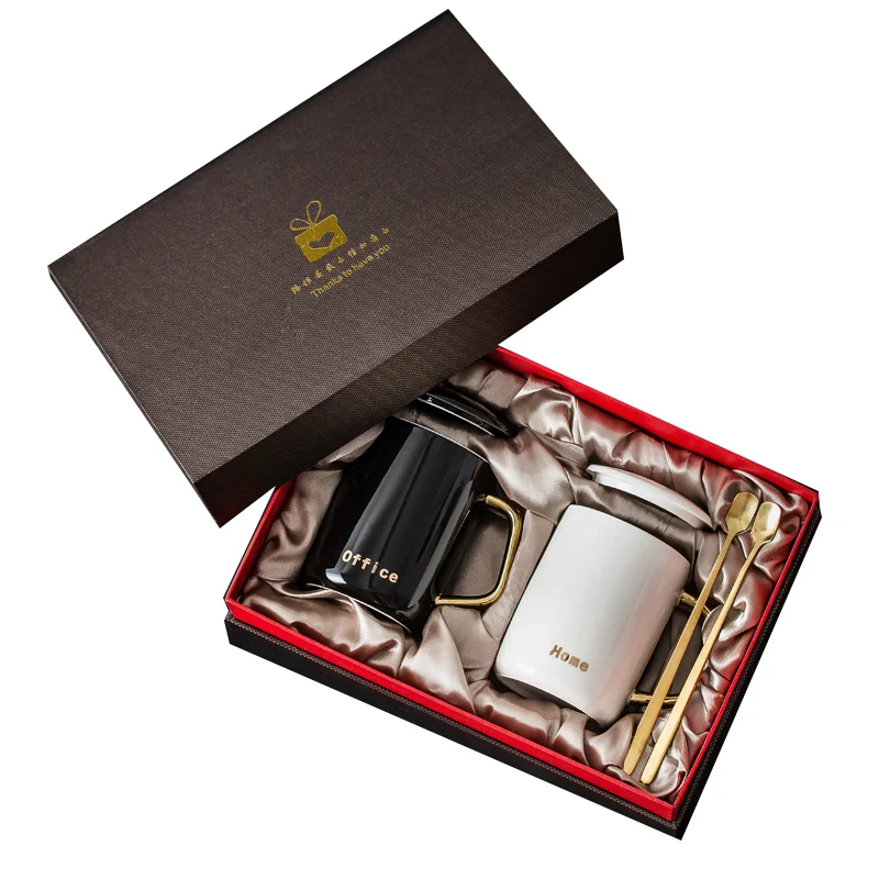 

Gold-plated Coffee Milk Cup Drinkware Mug Gift Set White Black Ceramic Mug