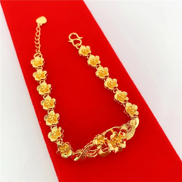 

Big Plum Blossom Gold Bracelet 3D Hard Gold Plated Jewelry Women'S Korean Style Fashion New Product Accessories Jewelry