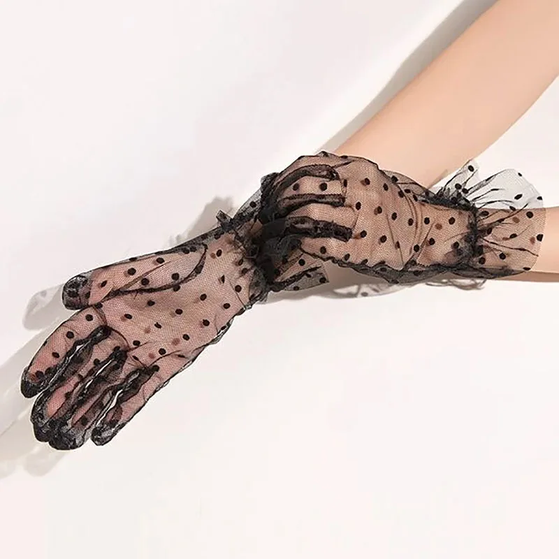 

Touch Screen Lace Female Sexy Glove Mittens Mid Long Driving Cycling Bicycle Women Riding Sunscreen Fishing Gloves, 4 color