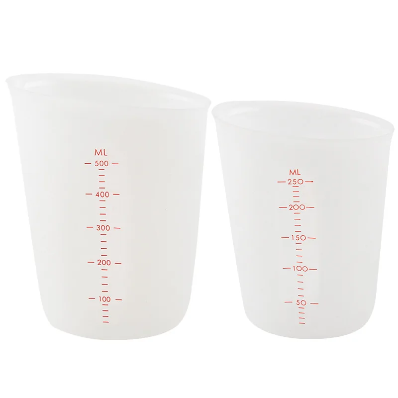 

1 And 2 Cup Capacity Good Grip Flexible Stir Squeeze And Pour Reusable Mixing Cups Silicone Measuring Cup With Precise Scale