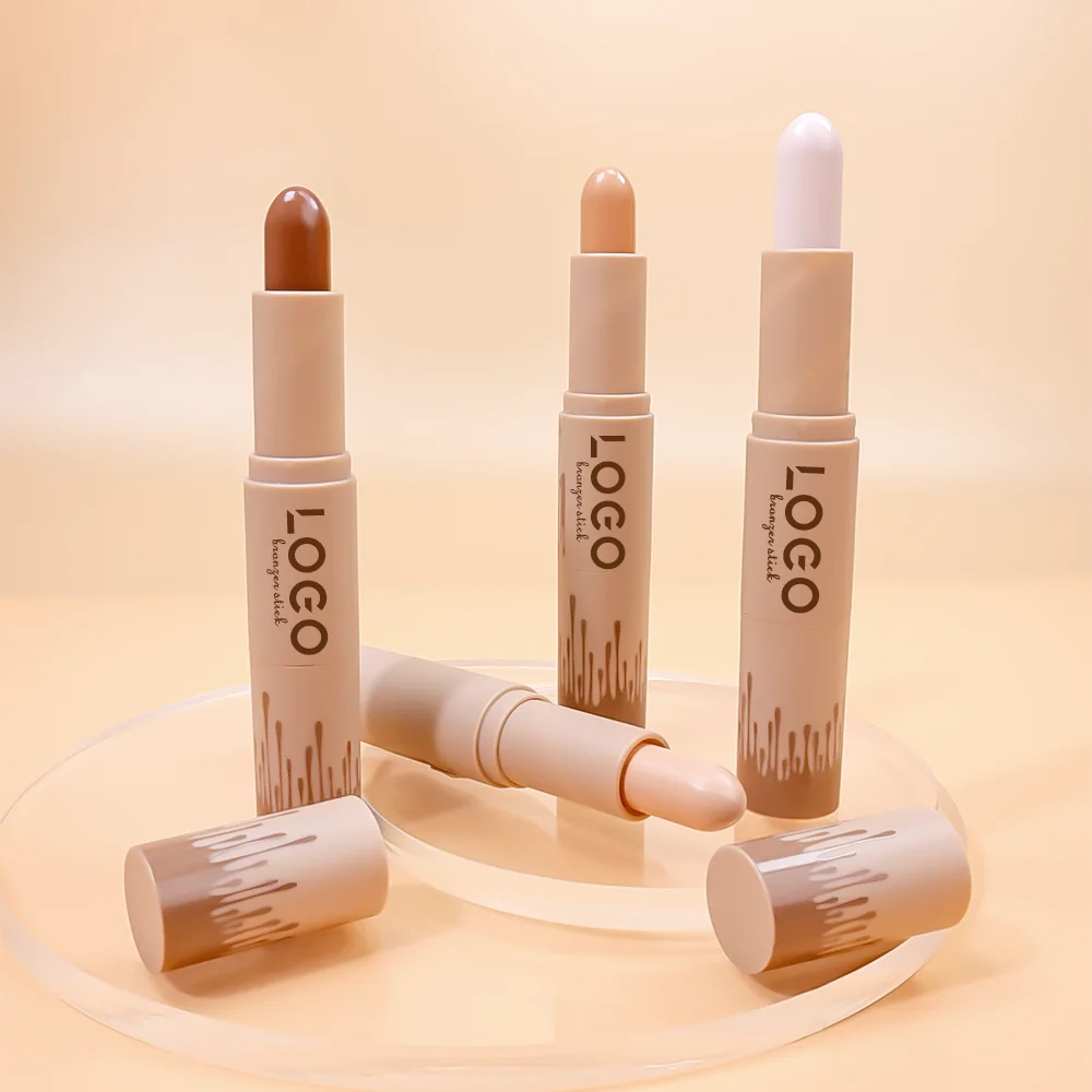 Natural Double-Ended 2 in 1 Highlight Contour Stick Pen Bronzer Shadow Cosmetics Makeup Vegan Priavate Label Contour Stick