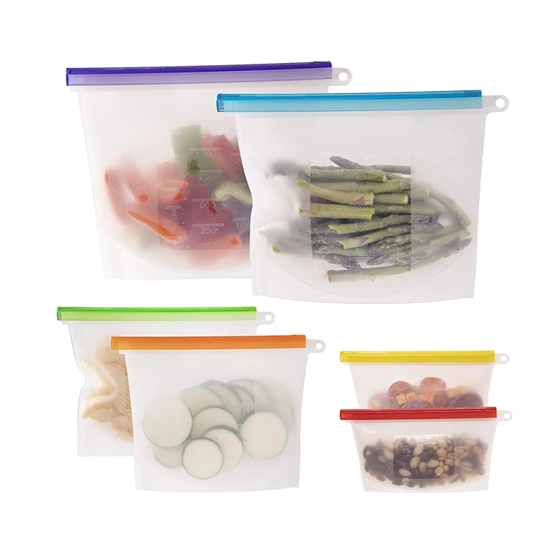 

Hot Sale Reusable Leak-proof 500-1500ml Silicone Food Storage Bag, Custom color