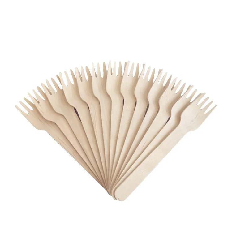 Wholesale Eco Friendly Disposable Degradable Simple Cheap Birch Wood 140mm Fork