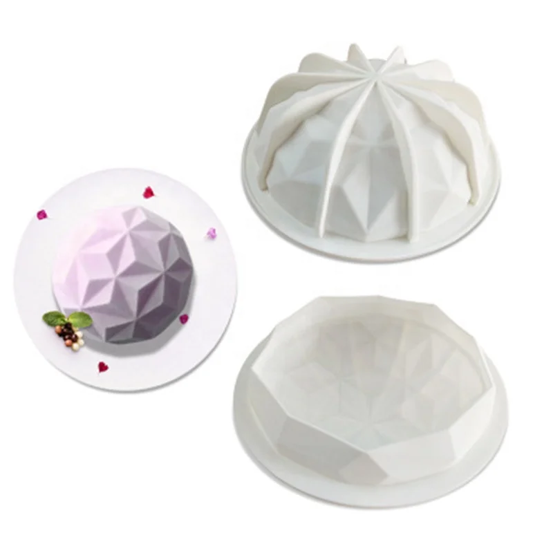 

Silicone Heat Resistant Diamond Round Mousse Cake Mold, White