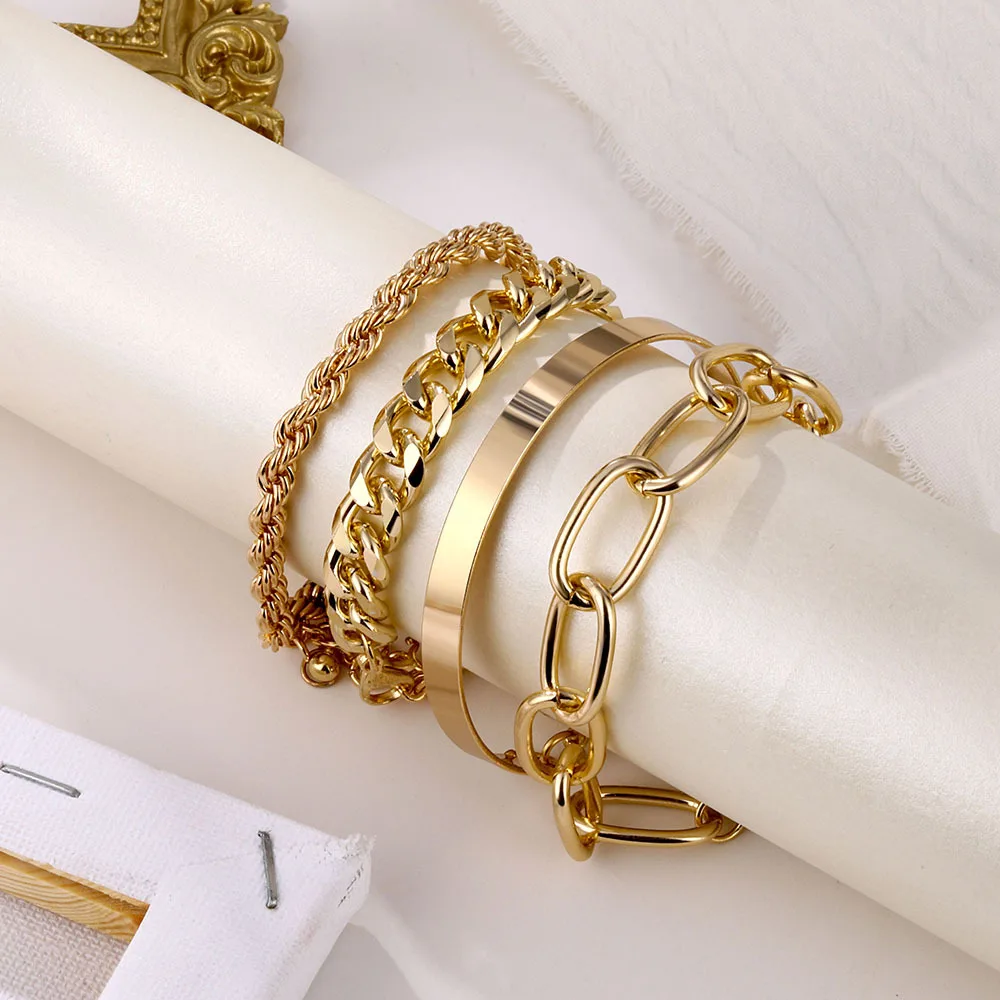 

Wholesale 4pcs silver gold bracelet jewelry bangles design in gold charms for bracelets bulk women, Picture shows