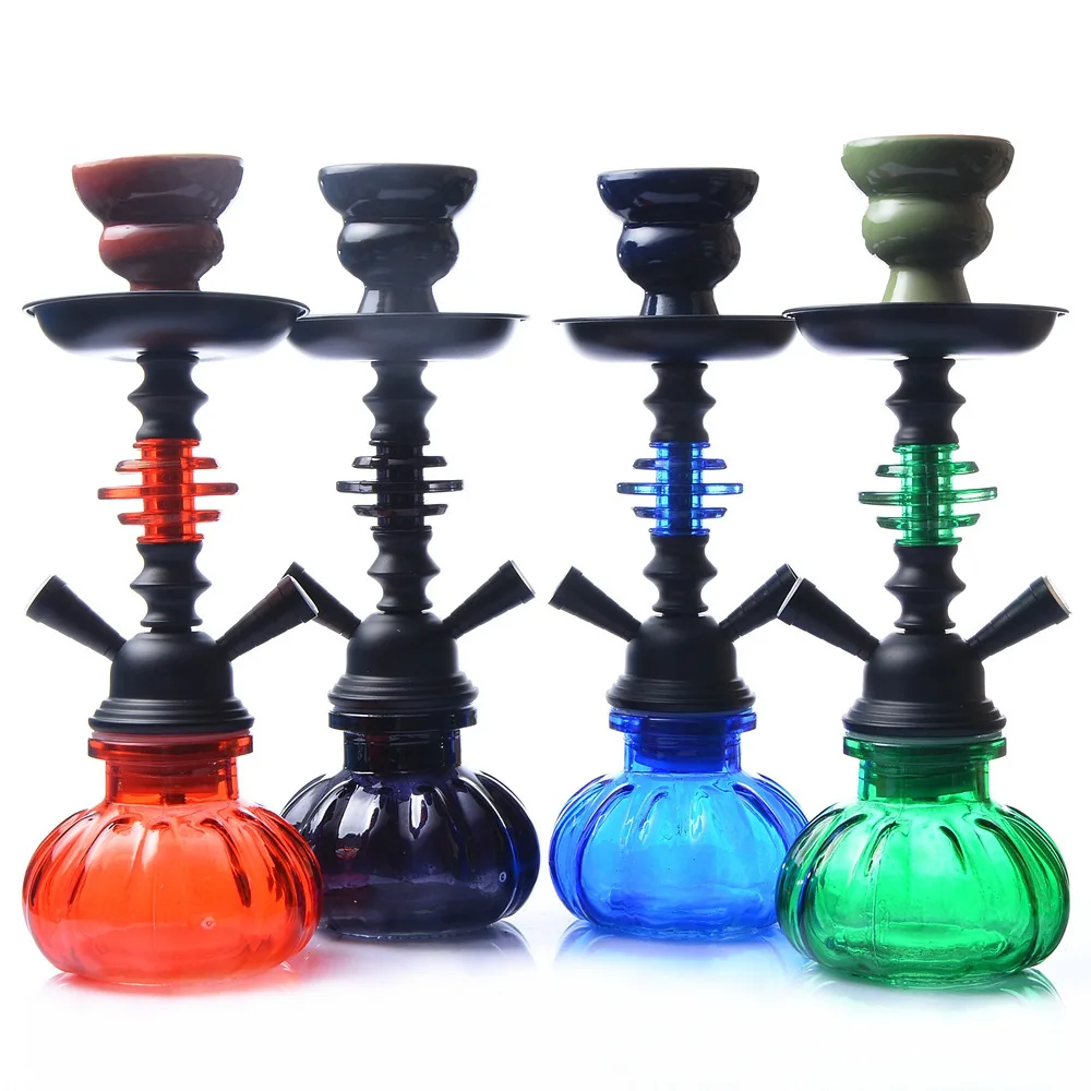 

Wholesale Arabian hookah glass finished suit small double pipe hookah shisha suit smoke hookah chicha, Mix