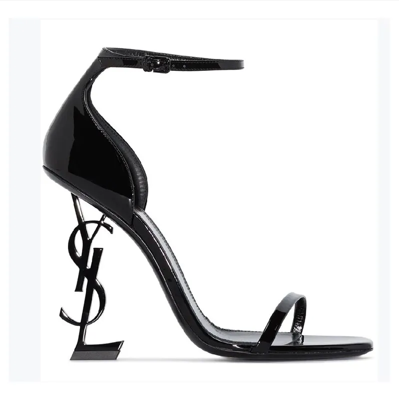 

New letter heel profiled heel summer women's sandal buckle with Sequin high heel flat band 10 cm 44 size