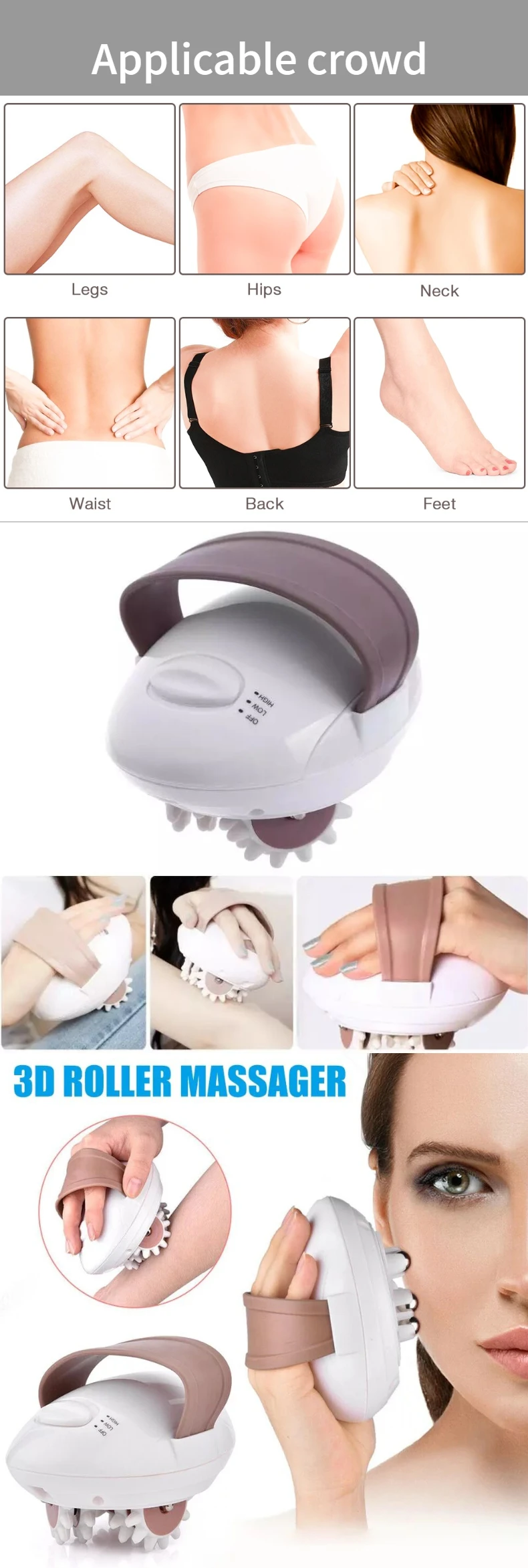 3D Electric Massager Full Body Relax Roller Massaging Slimmer Device(US  Plug)