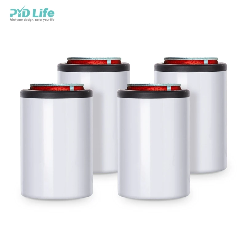 

PYD Life Wholesale 12 oz 350 ml White Sublimation Blank Double Wall Can Cooler Stainless Steel Tumbler, White/silver