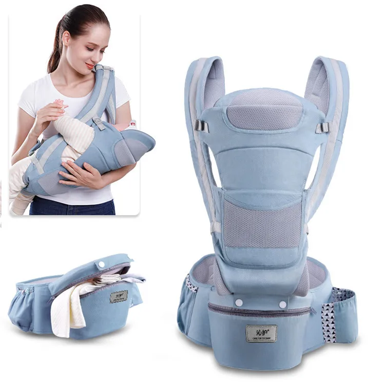 

2020 best organic cotton baby carrier with Lumbar Support hipseat baby front pack carrier, Customized