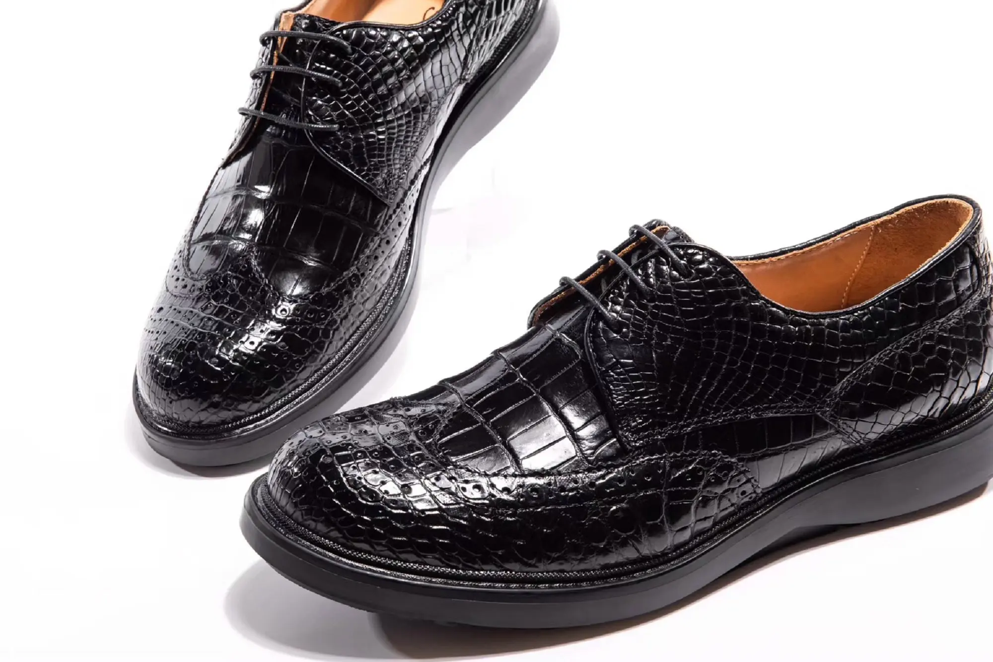 英国鳄鱼皮男士正装皮鞋商务男士休闲鞋