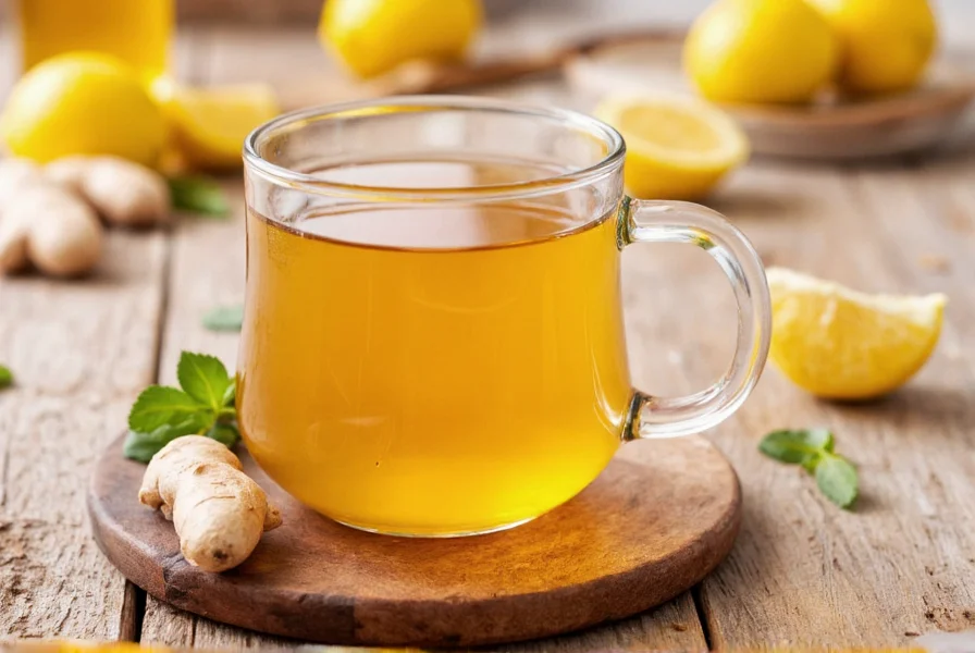 Step-by-step preparation of honey ginger lemon tea showing fresh ingredients and brewing process