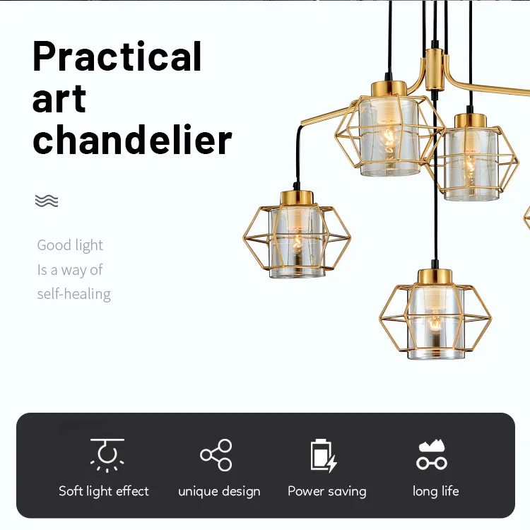 Plating Bronze Color Pendant Lights Luxury Modern Glass Chandelier