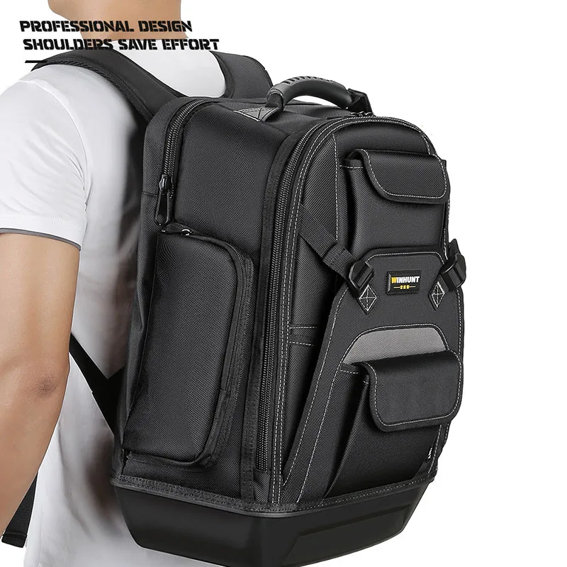 Tool Backpack Padded Back Sturdy and Durable Canvas Thickened and Wear-resistant Electrician Specific Tool Backpack Bag