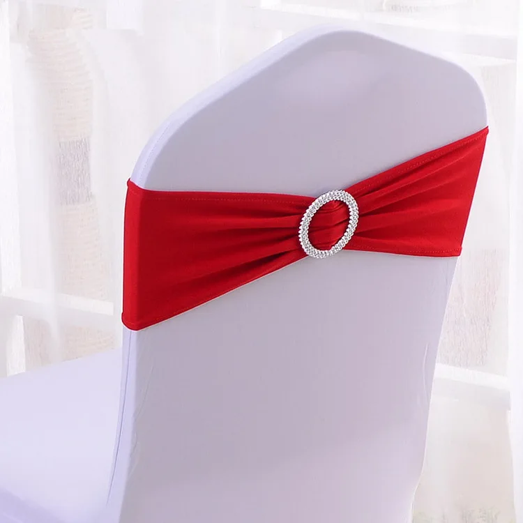 

Ready Stock 24 Colors Spandex Wedding Chair Sashes With Buckle Slider