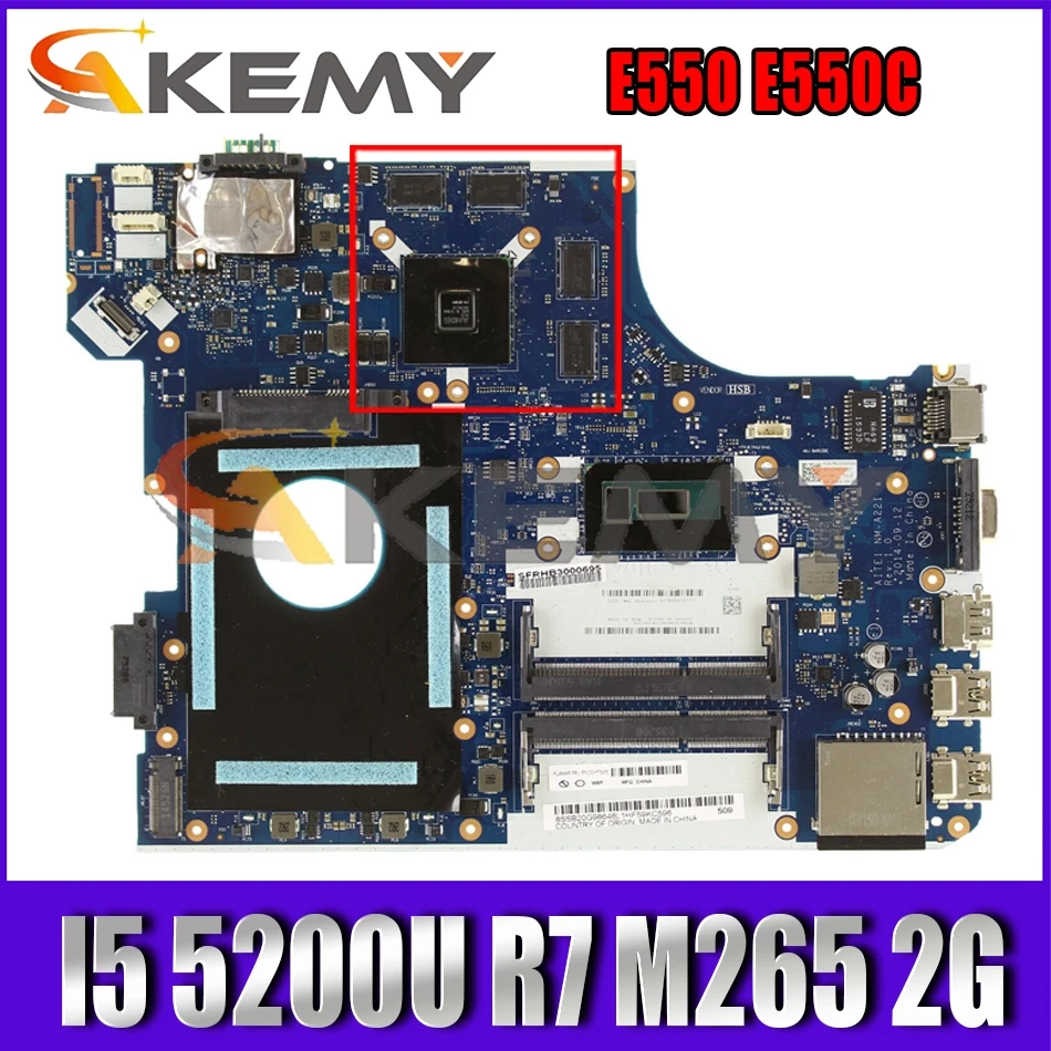 

Akemy For ThinkPad E550 E550c Laptop PC Motherboard nm-a221 I5 5200U R7 M265 2G Graphics Quality Assurance 100% Test OK