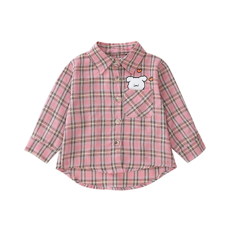 

Children's spring 2021 new plaid shirt girl's shirt children's long sleeve top middle children's boutique girl