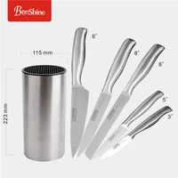 

6 Pieces Hollow Handle Stainless Steel Knives Kitchen Chef Knife Set With Block