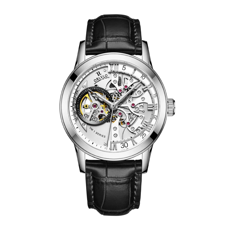 

RTS Oblvlo Custom Luxury Automatic Movement Hombre Skeleton Barrel Men's Relojs Wrist Mechanical Watch For Men