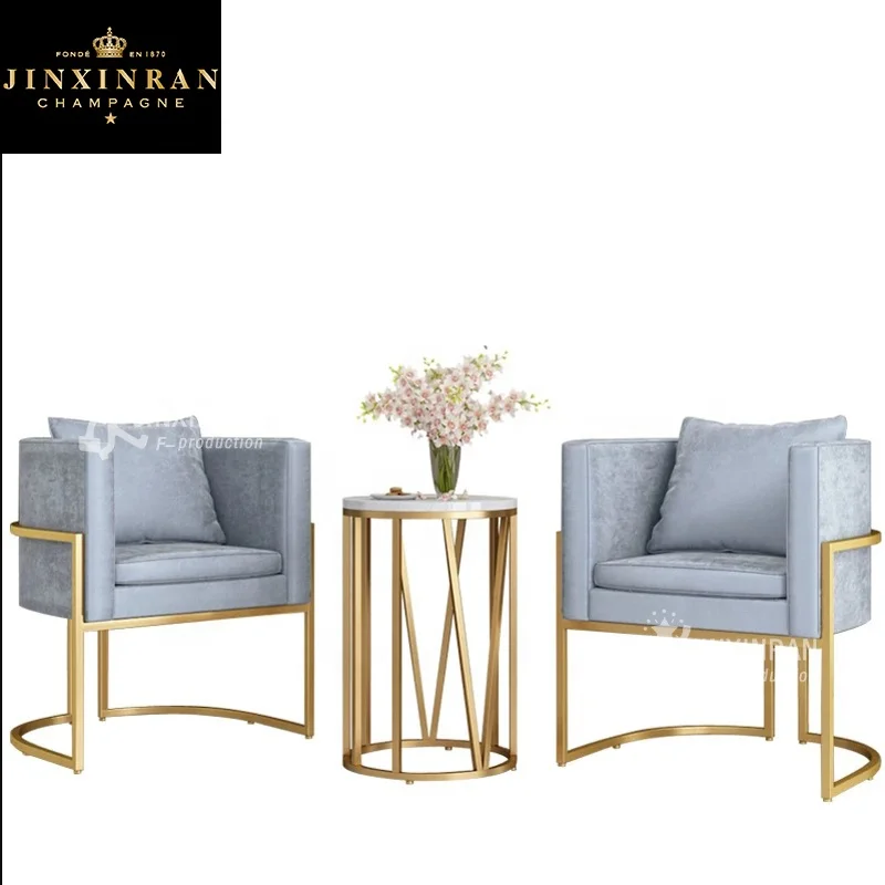 Modern Hotel Two Seater Living Room Sofa Chair Stainless Steel Leg