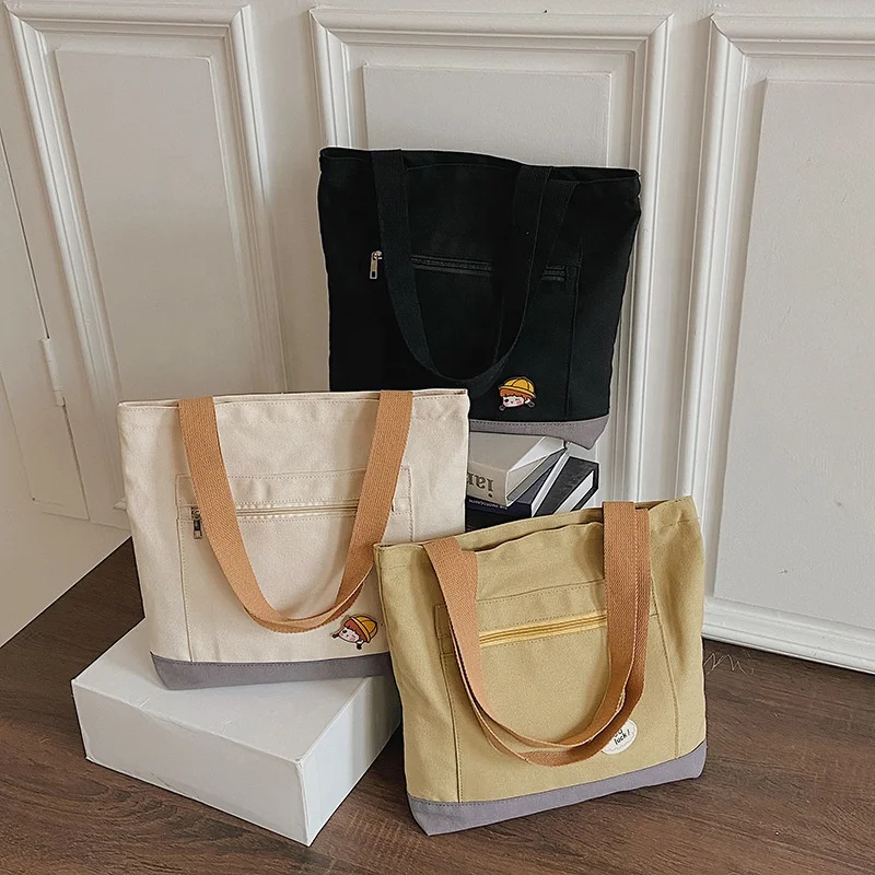 

Fashion Trend Women Canvas Shoulder Bag Luxury Tote Bag Designers Shoulder Bag For Ladies, Black, white, yellow
