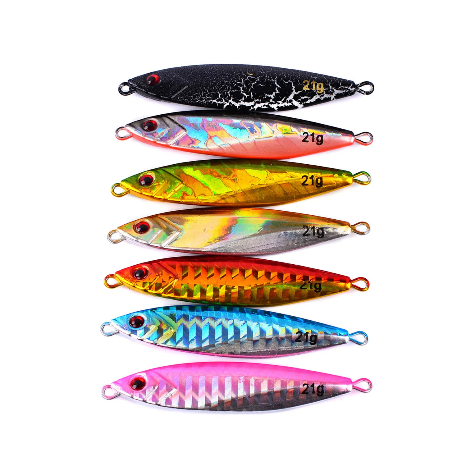 

Metal lead jig 21g 6.5cm 3D eyes Iron plate lead jig hard bait artificial jigging lures, 7colors