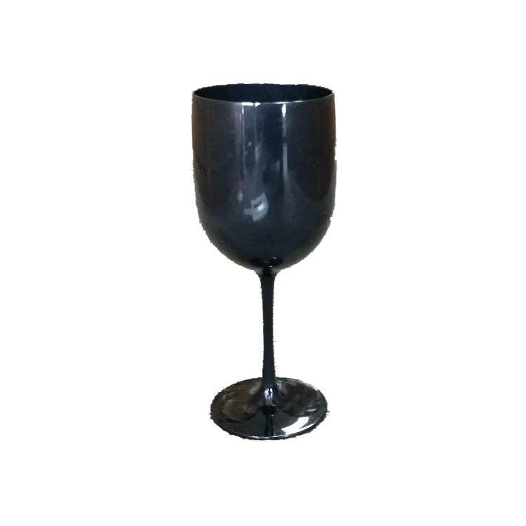 

Wholesale good quality wedding goblet drinking glass black plastic pc wine glass