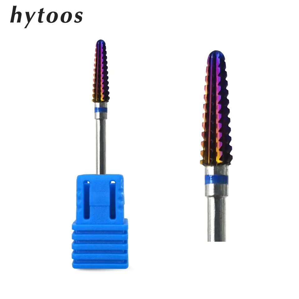 

HYTOOS Cuticle Clean Nail Drill Bits 3/32" Purple Carbide Nail Bit Rotary Milling Cutters for Manicure Nails Accessories Tool