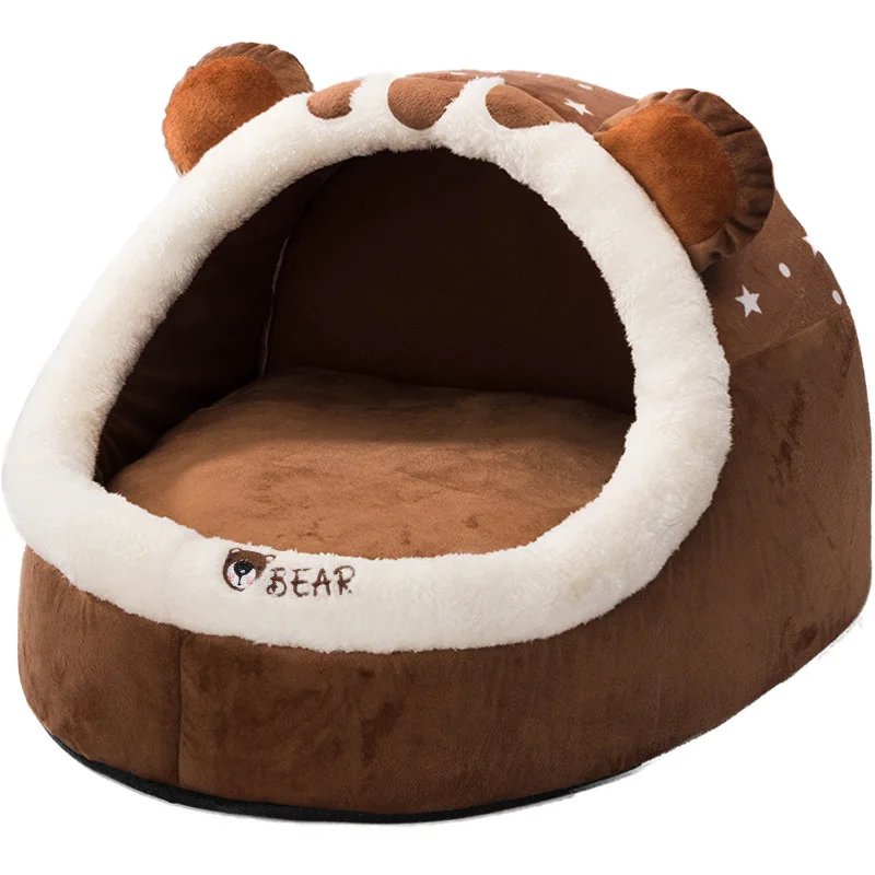 

New Design Pet Semi - Circle Shape Enclosed Warm Soft Dog Bed Removable Cover Round Kennel Cat Bed