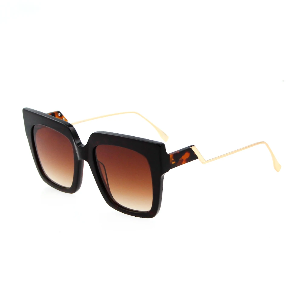 

Fashion Women Men Oversized Acetate Slim Metal Temple Shades Sunglasses Sun Glasses 2021