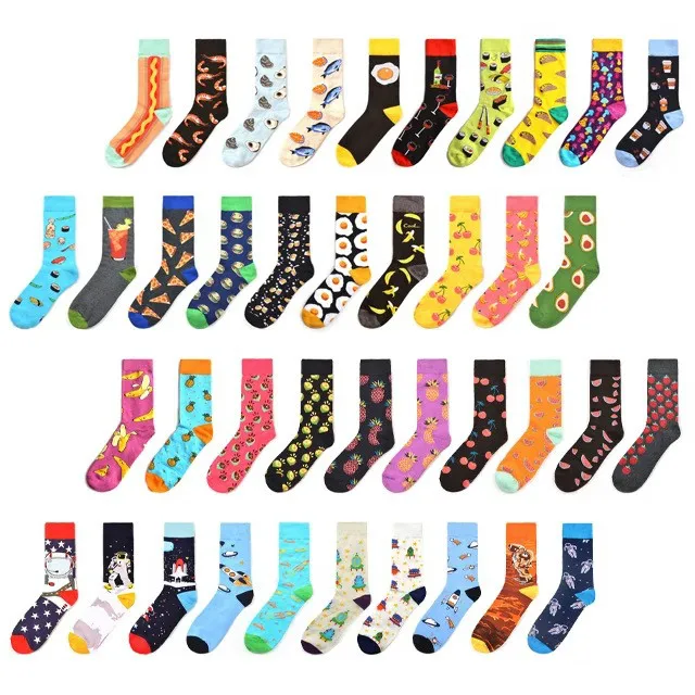 

funny crazy design colorful funky men fashion high quality novelty cotton fancy sox happy crew socks, Regular/customized