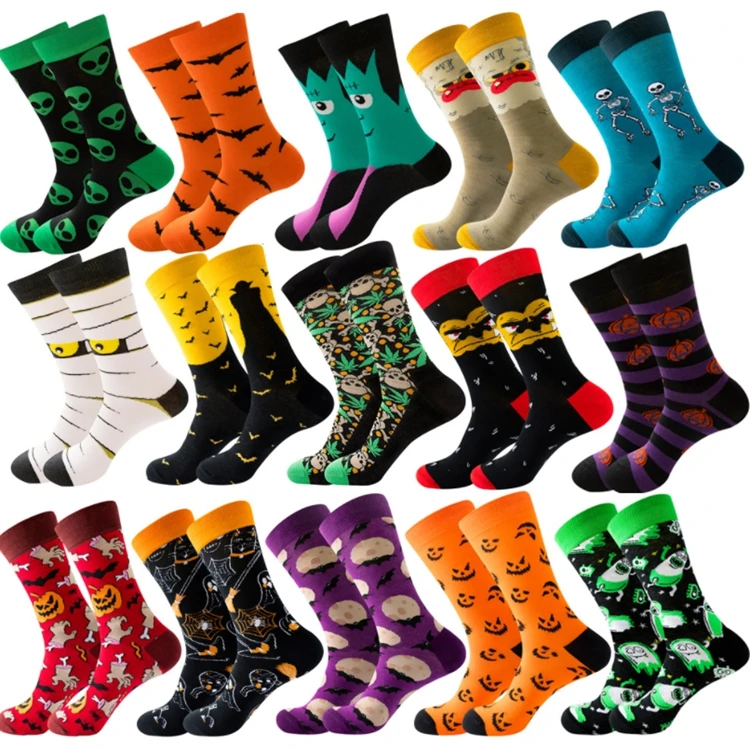 

Autumn/Winter new fashion wacky hallowmas socks skeleton alien woman socks pumpkin monster sock bat